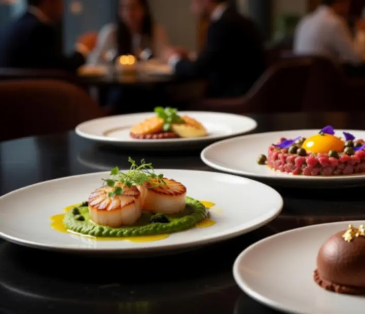 Zestaw wykwintnych dań serwowanych w restauracji Wida Nova.